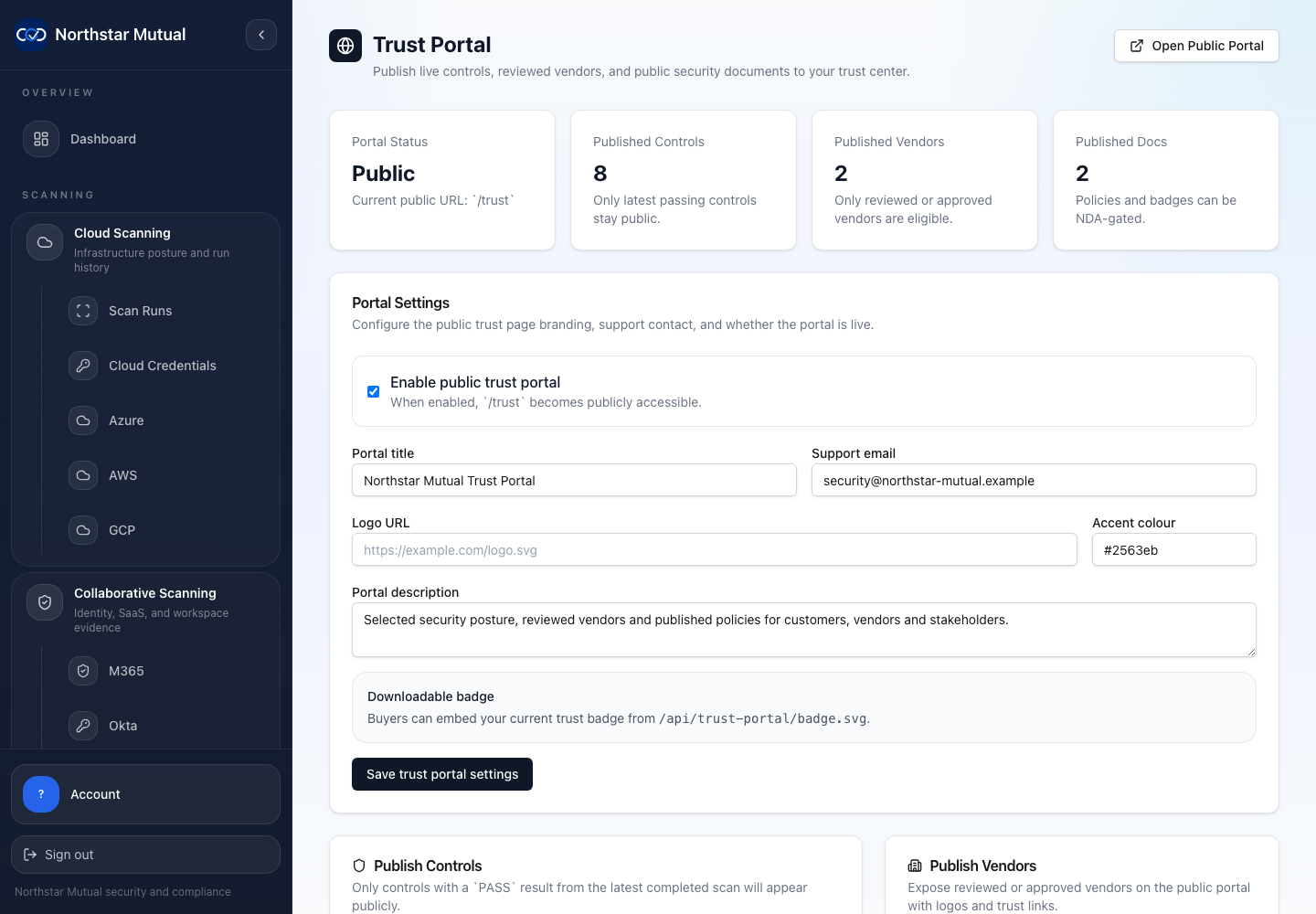 Trust Portal admin screenshot