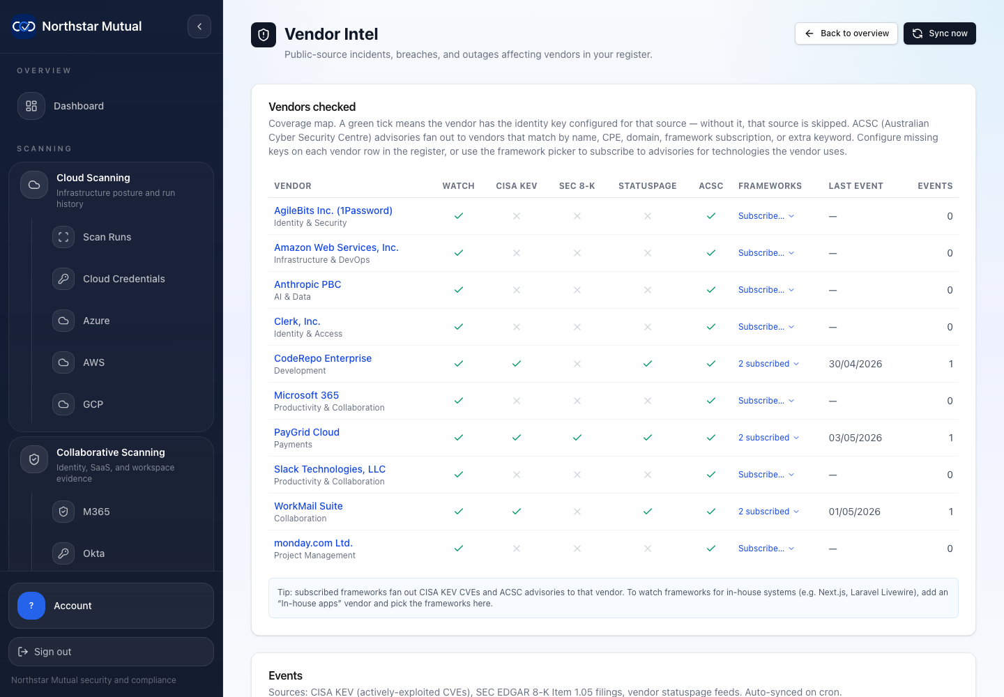 Vendor intel screenshot